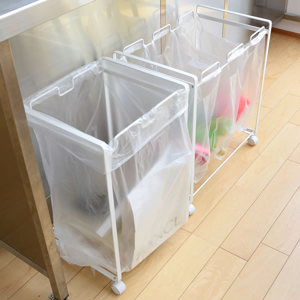 ゴミ箱 【tower】タワー 分別ダストワゴン 2分別 レジ袋 キッチン キャスター 45L ...