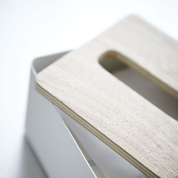 ティッシュケース 木製 ティッシュボックス サイズS 山崎実業 エコ yamazaki 洗面所 キッチン リビング おしゃれ 蓋付きティッシュケース ヤマザキ シンプル ホワイト ブラウン ふた付き [3]