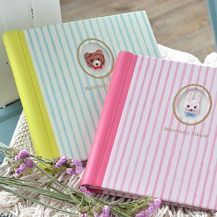 【12月1日はポイント最大10倍祭!】マタニティアルバム アニマル刺繍 エコー写真 超音波 ベビーアルバム ポケットアルバム L判 リング綴じ 出産 デコレーシ...