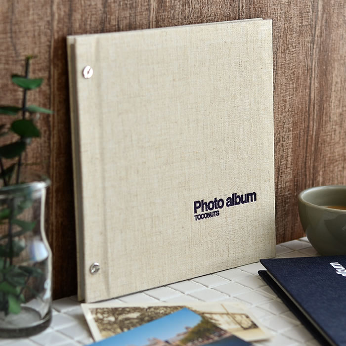 フォトアルバム トコナッツ アルバム スクエア型 リネン 麻 デニム 写真 L判 スクラップアルバム ベビーアルバム エコー写真 マタニティ 卒園アルバム 卒業...