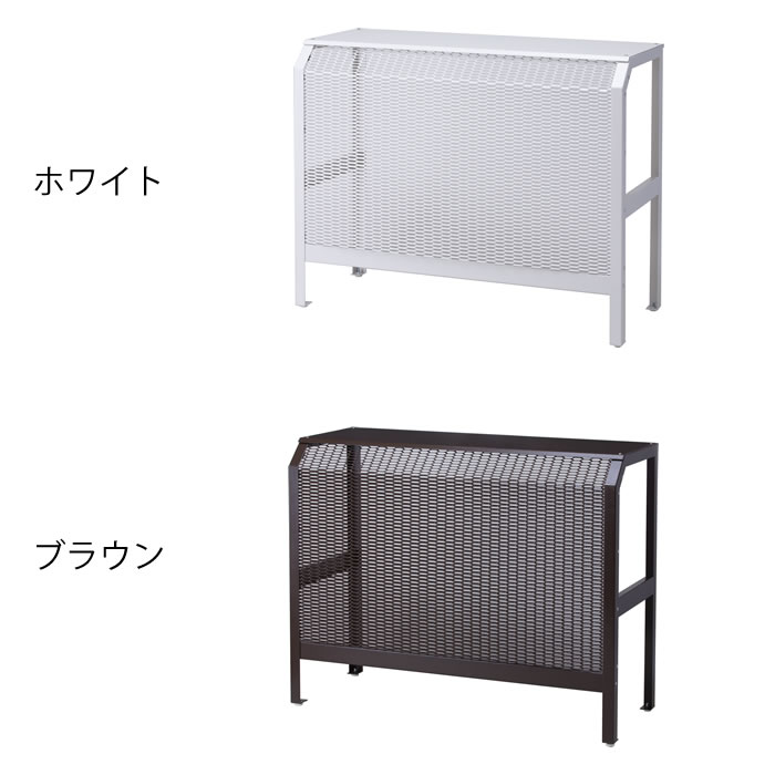 デザイン文具・Leilo(レイロ)の【レビュー特典付】イワタニ エアコン室外機カバー 大 106.5×45.5×94cm スチール製 大型 日よけ 遮熱 目隠し 棚 雪 頑丈 長持ち シンプル 耐腐食 樹脂コーティング おしゃれ 白 茶 省エネ 日本製｜アングル2