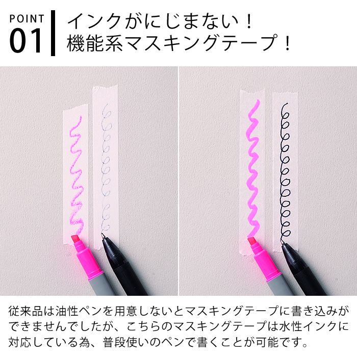 水性ペンで書けるマスキングテープ 小巻 15mm幅 FA04 maste マステ 収納 ラベリン...