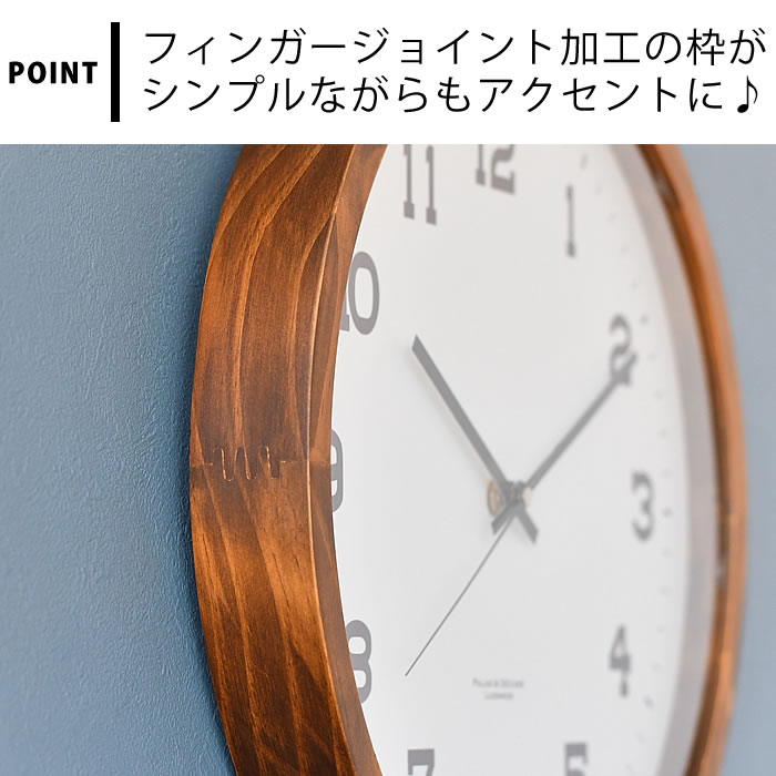 【10月25日はポイント最大10倍祭!】アイナ ウォールクロック XL 掛け時計 アナログ 時計 壁掛け 時計 木製 北欧 音がしない 直径35cm スイープムーブメント おしゃれ ナチュラル 丸型 インテリア シンプル ブラウン 電池式 寝室 リビング ダイニング [2]