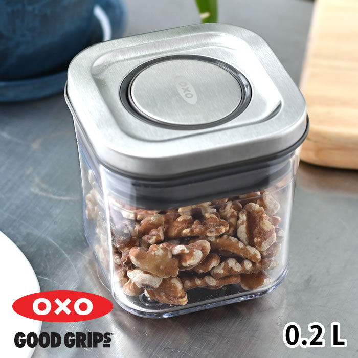 乐天商城 - 保存容器 密閉 OXO オクソー ステンレスポップコンテナ ミニスクエア ミニ 0.2L 保存容器 おしゃれ キッチン スクエア 食洗機 クリア ギフト プレゼント スタッキング 積み重ね シリーズ シンプル ステンレス 収納 整理 200ml