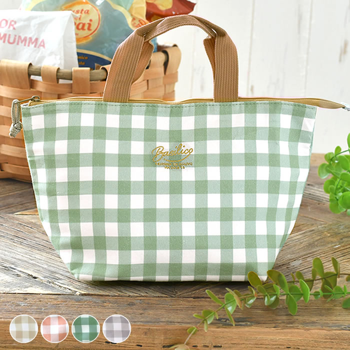 乐天商城 - ランチバッグ 保冷 サブヒロモリ ポポラ 保冷バッグ ランチバッグ おしゃれ 女子 お弁当 手提げ ピンク 弁当袋 お洒落 ベージュ 保冷 保温 トートバッグ 刺繍 ランチ かわいい 大人 ギンガムチェック