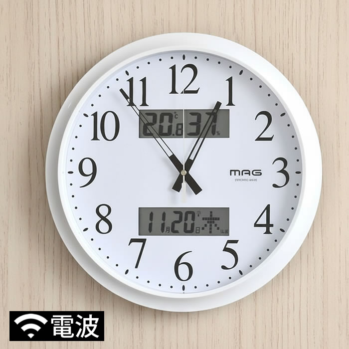 Other - 【5月25日はポイント最大10倍祭】掛け時計 電波時計 時計 温度計 湿度計 ノア精密 MAG 電波掛時計ダブルリンク W-711 カレンダー 部屋 壁掛け 乾燥 シンプル リビング ホワイト 白 アナログ おしゃれ 体調管理 見やすい 快適 オフィス 教室 大きい