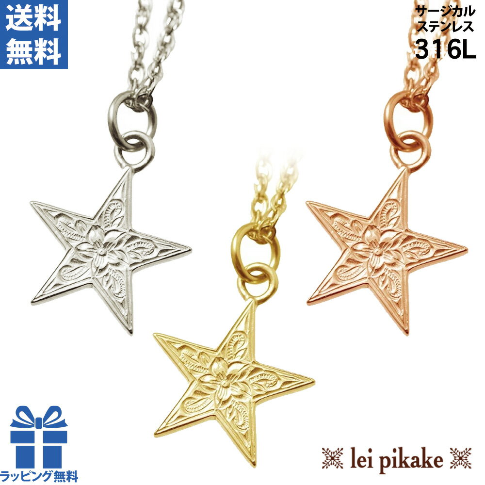 《選べる3色》ハワイアンジュエリー サージカルステンレス ネックレス ペンダントトップ スター 星 チ..