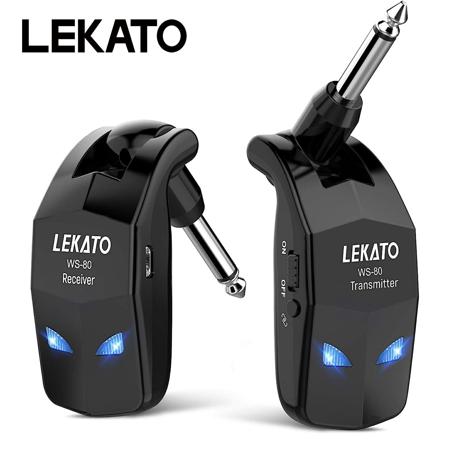 【SALE！】【楽天1位】LEKATO ギターワイヤレスシステム ワイヤレス システム エレキギター ベース 送受信機 4チャンネル 2.4GHz 220°回転 コンパクト 軽量 usb充電 ギター バイオリン キーボード ドラム ミキサー 練習 ライブハウス 説明書付き アコギ WS-80
