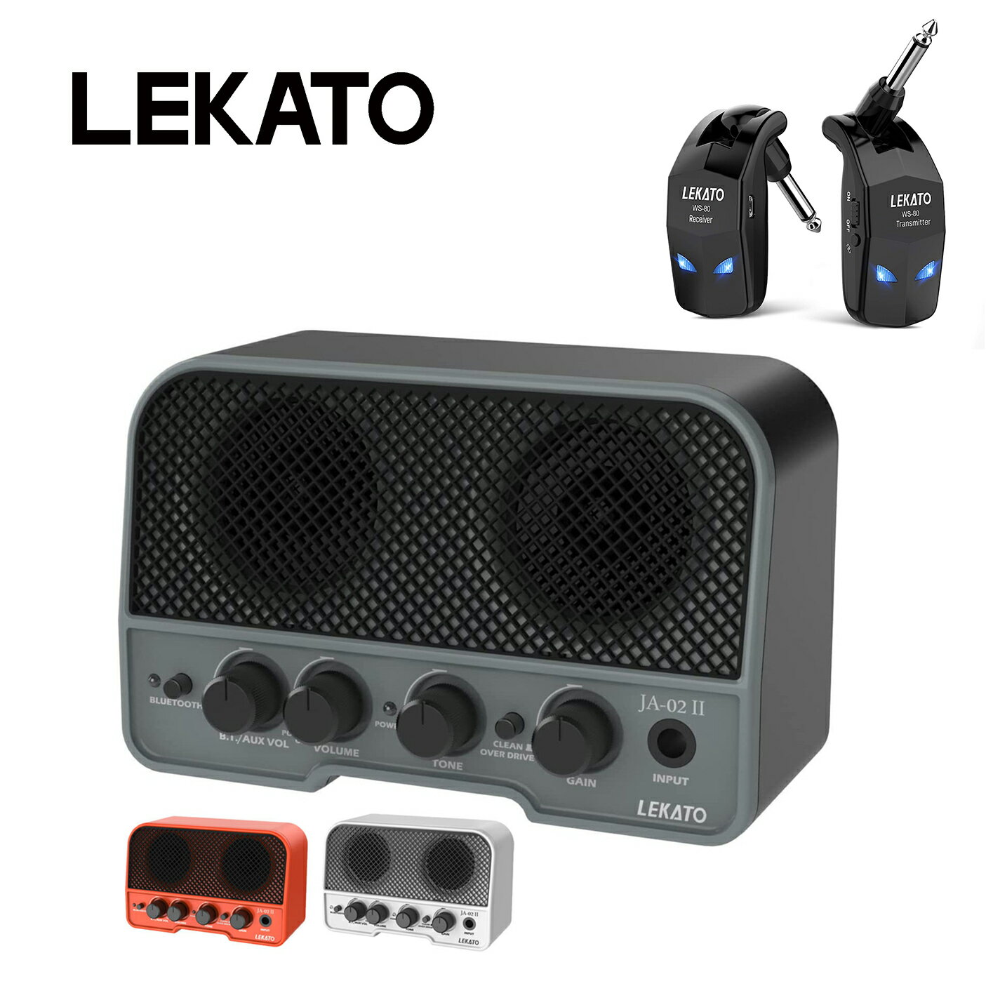 LEKATO ミニ ギターアンプ エレキギター アンプ ギター スピーカー ワイヤレス ベース Bluetooth 5.0 AUX 5W ヘッドホンジャック 無...