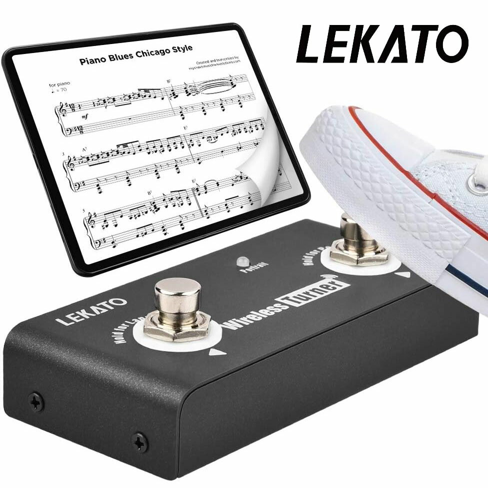 1年保証 LEKATO 楽譜 ページターナー 譜めくり ペダル タブレット ワイヤレス ミニ ターナー 楽譜めくり ページターナーペダル Bluetooth フットペダル ハンズフリー フットスイッチ ページめくり Type-C USB 充電式 スマホ スマートフォン ipad page turner 説明書