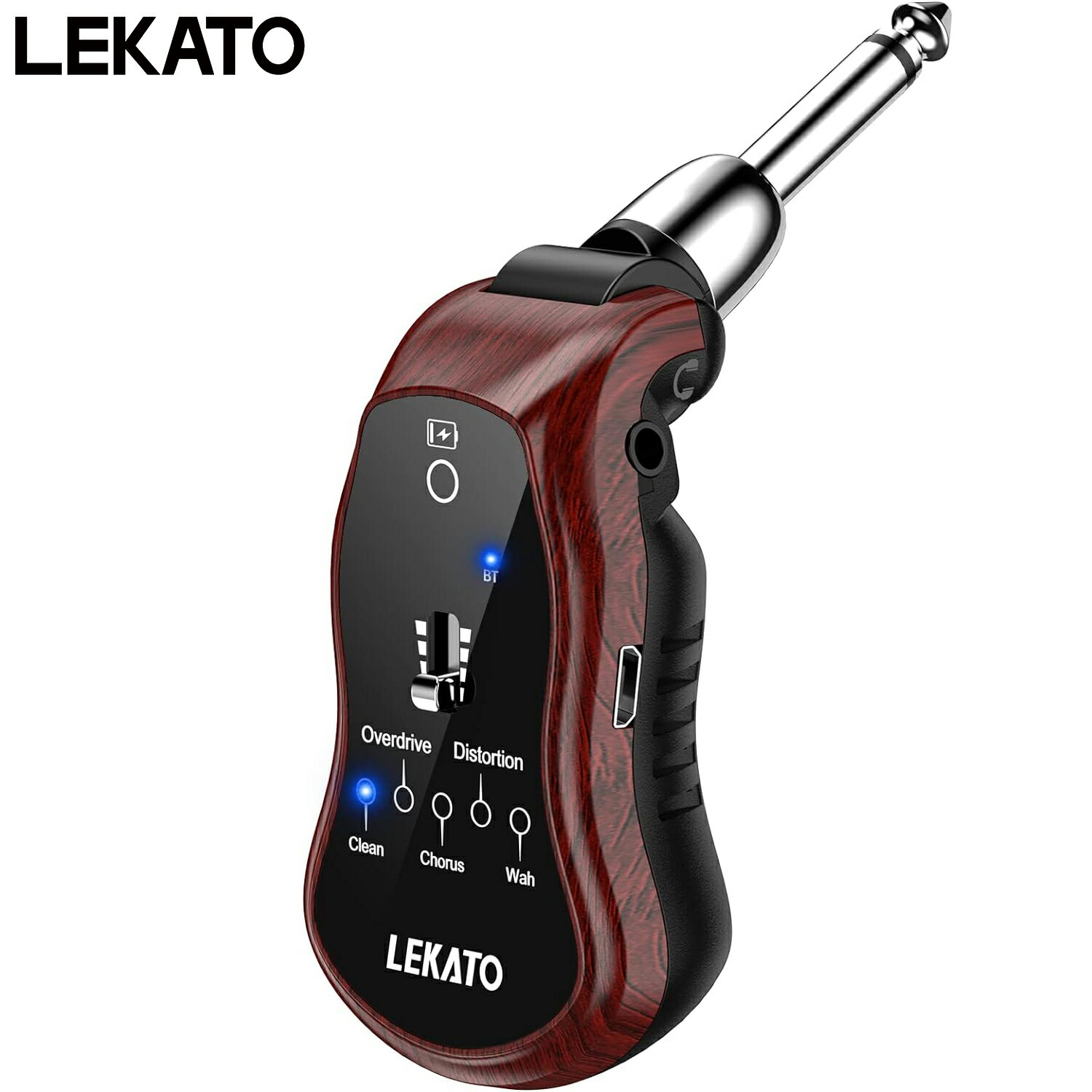 Lekato ギターヘッドフォンアンプ ギターヘッドホンアンプ Bluetooth ミニプラグ ベースアンプ ミニ 小型 ギター アンプ ワイヤレス ブルートゥース 充電式 USB エフェクト アンプモデル エレキギター アコギ 端子 WS-60 新学期 新生活