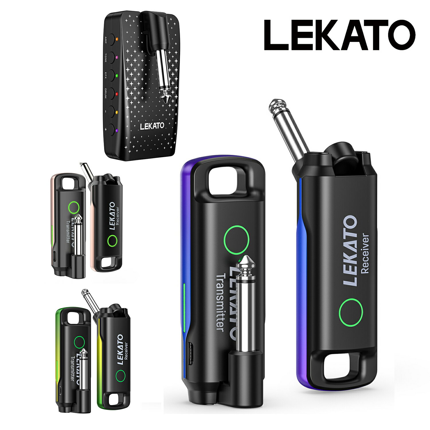 LEKATO ギターワイヤレスシステム 送受信機 ギター ワイヤレス 小型 軽量 70チャンネル エレキギターアンプ アコギ ウクレレ 弦楽器用 説明書付き ヘ...