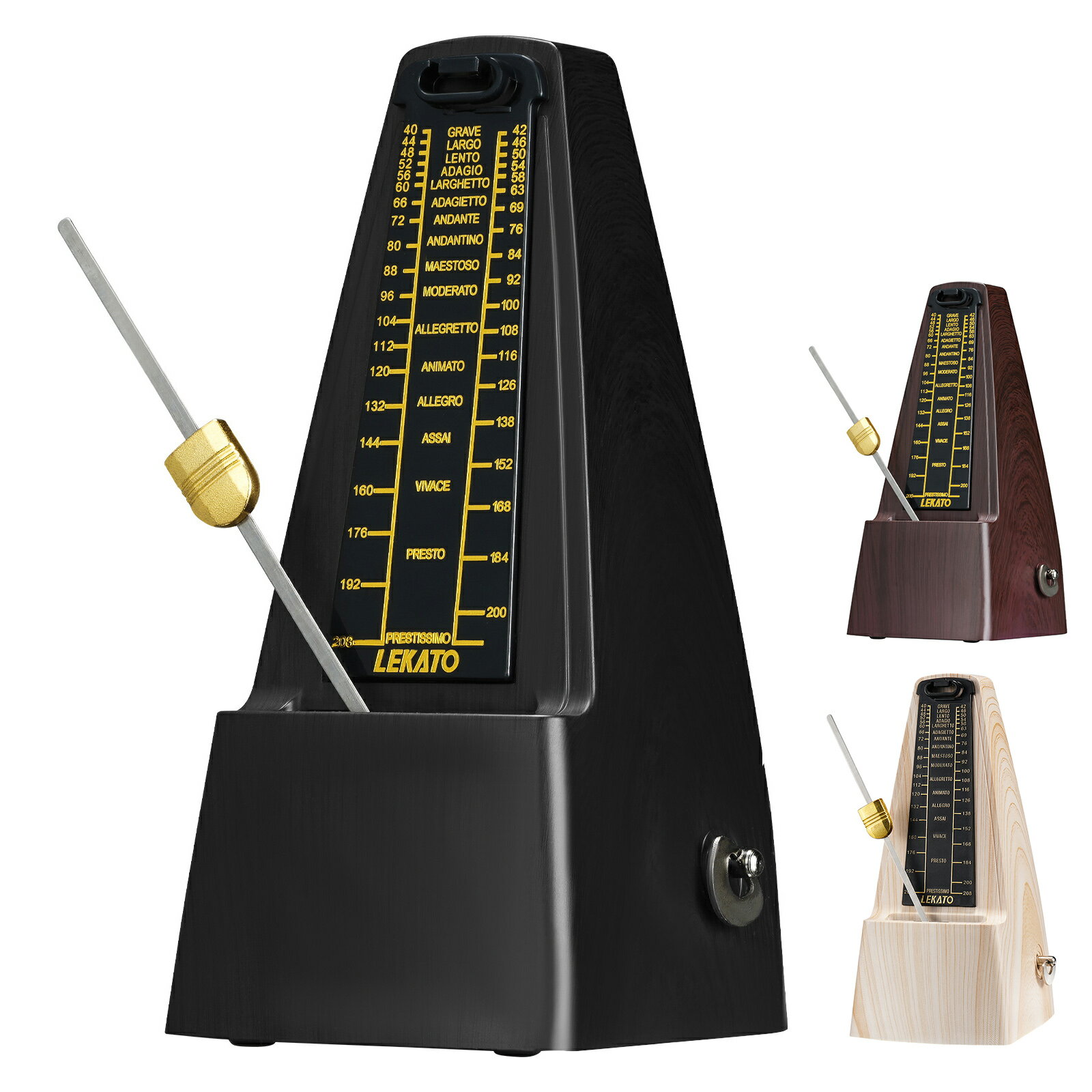 Metronomes - LEKATO メトロノーム 振り子メトロノーム 高精度 大音量 ぜんまい式 ピアノ ギター ベース ドラム バイオリン対応 振り子 楽器演奏用 音楽 初心者 ベテラン向き テンポ 40-208bpm対応 操作簡単