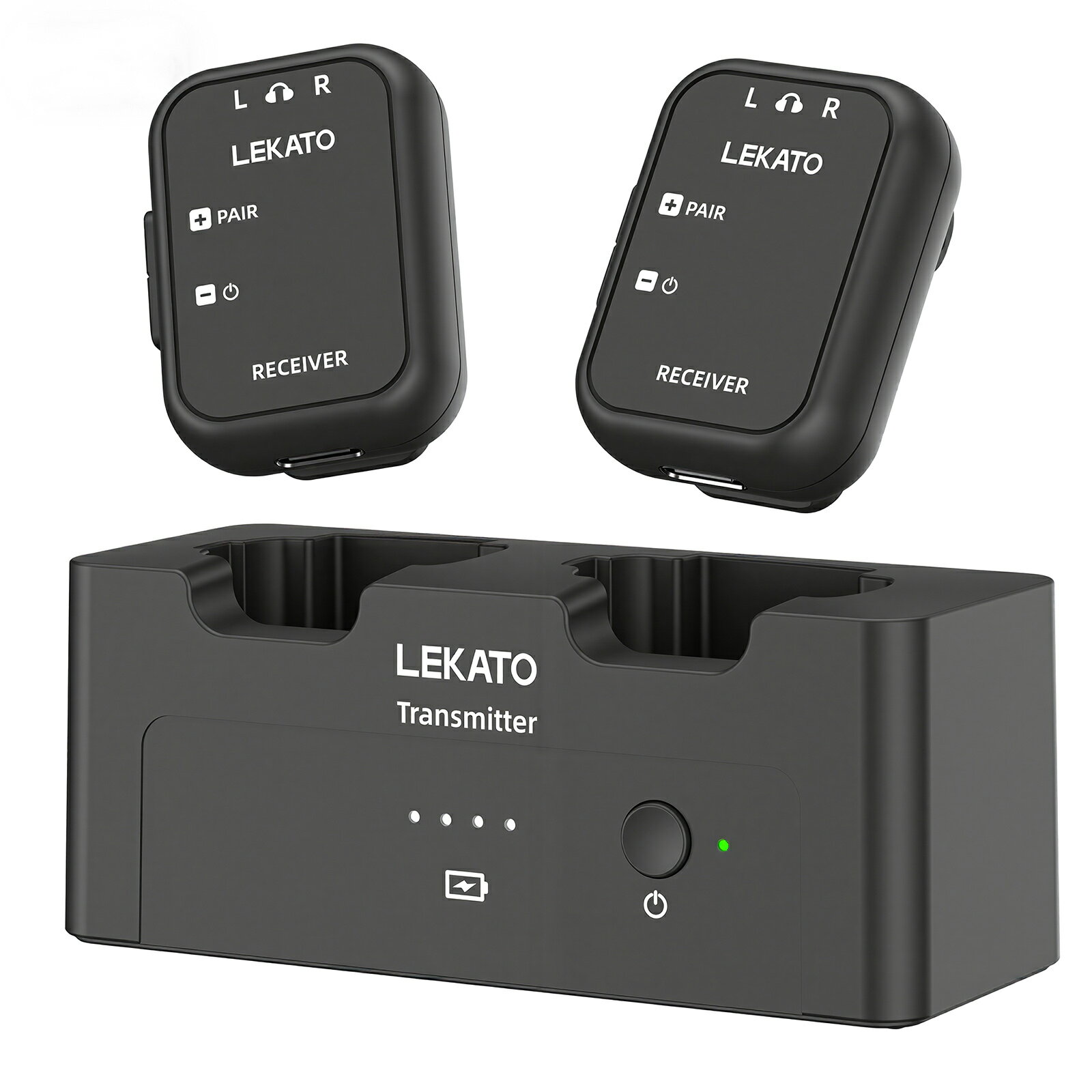 LEKATO ワイヤレス インイヤーモニター システム セット 無線 2.4GHz イヤモニ 低遅延 充電式 自動ペアリング 送信機と受信機 ライブパフォーマンス用 バンドリハーサル用 ギター ベース アコギ 端子 小型 連続使用 ライブ演奏 録音 MS-40