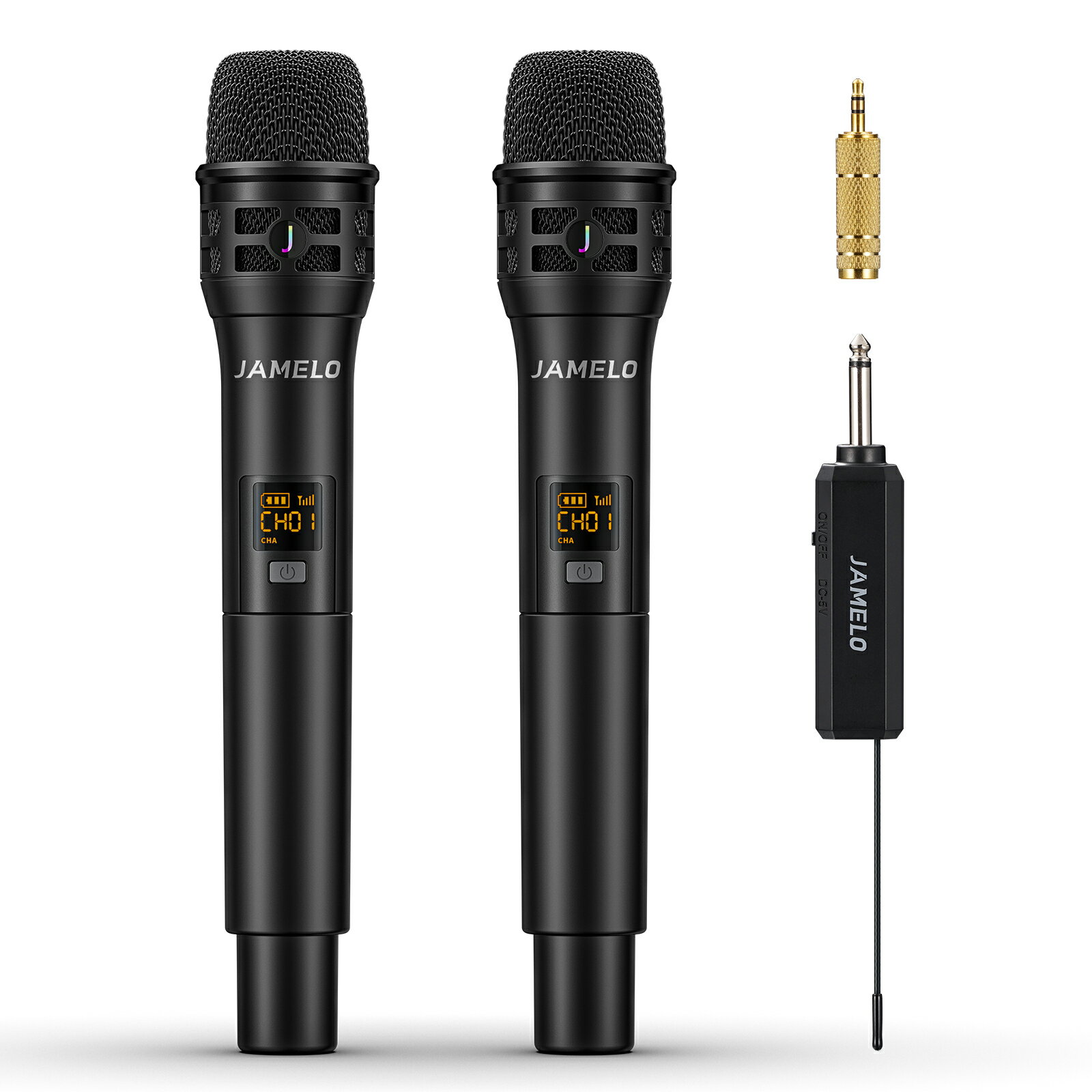 JAMELO ワイヤレスマイク セット カラオケ マイク ダイナミック UHF 無線 受信機 ハンドマイク 会議用 スピーチ 公演 パーティー 運動会 PA USB 充電式 受信機 レシーバ付き パーティー 家庭用 端子 システム 小型 1年保証 父の日