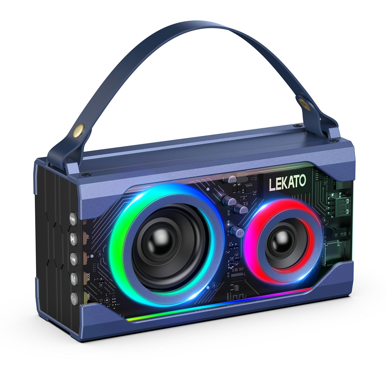 LEKATO ミニ カラオケスピーカー 25W Bluetooth ワイヤレススピーカー セット RGBライト搭載 防水 HD LEDライト付き ステレオ 家庭用 カラオケセット Type-C 充電式 小型 ホームカラオケ ポータブル 室内 アウトドア Android iPhone 子供 大人 おもちゃ MMS-68
