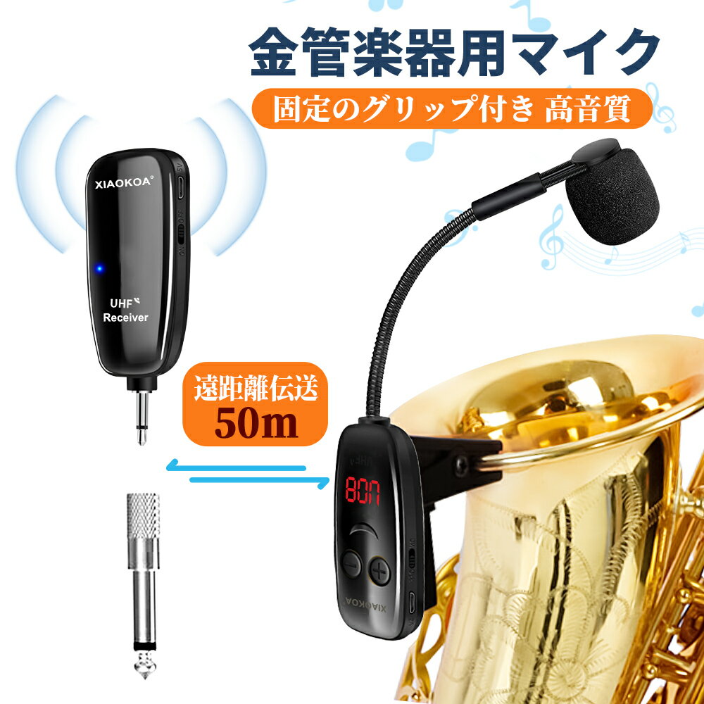 XIAOKOA 楽器用マイク サックスマイク ラリネット トランペット 金管楽器用 LIVE 演奏会 充電式 コンパクト N90