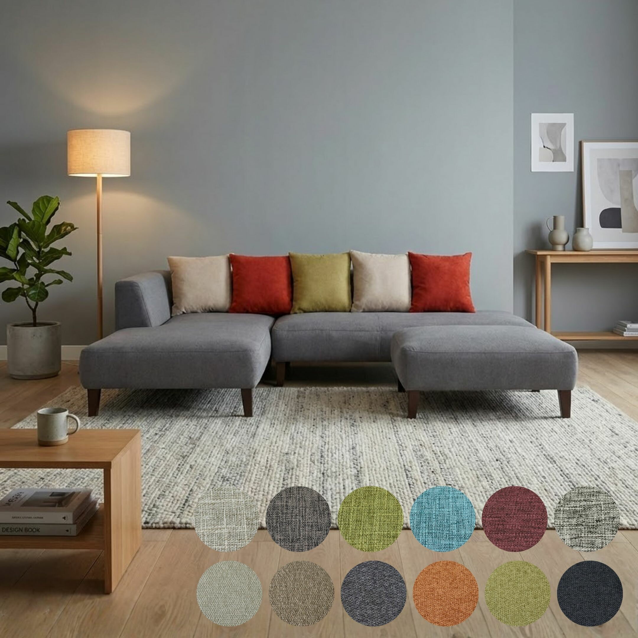 ソファ ソファー カウチソファ 3人掛け カバーリングソファ ローバックソファ ローソファ フロアソファ コーナーソファ L字 大型ソファ ワイドソファ シンプル モダン オットマン付き 【Luminoso リラックス ルミノソ 幅249cm 布地 合成皮革 LELAX】