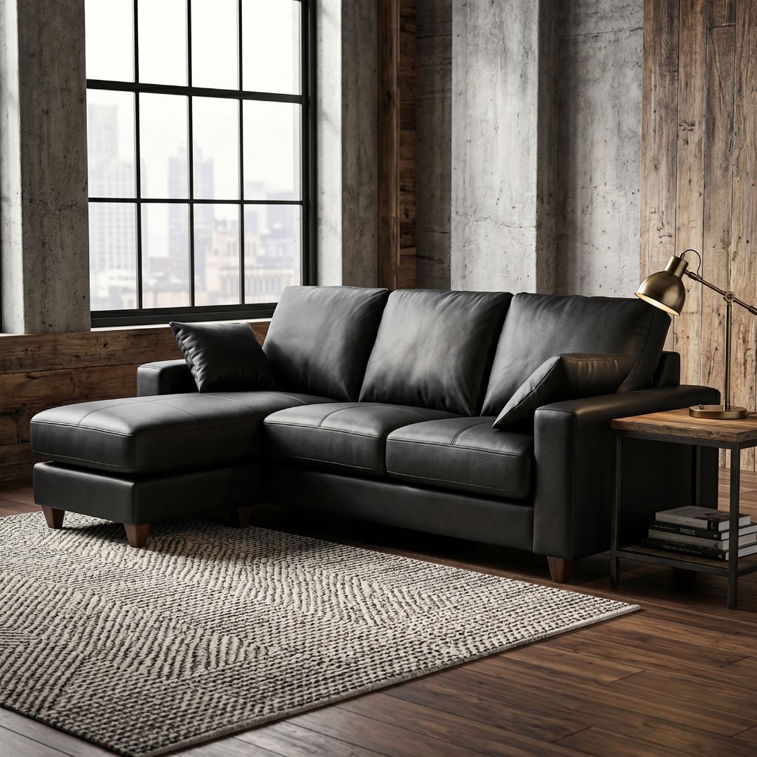 Leather - ソファー ソファ 本革 3人掛け カウチソファ ローバックソファ ローソファ コーナーソファ L字 コンパクトソファ 3シート ポケットコイル シンプル モダン 黒 ブラック 革 レザー 【Valencia-C バレンシア 幅198cm 本革 半革 1mm厚 LELAX】