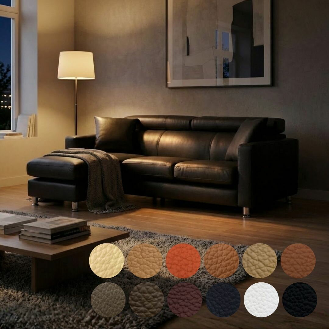 総革 ソファ ソファー 本革 カウチソファ 3人掛け ハイバックソファ ローバックソファ ローソファ コーナーソファ L字 コンパクトソファ ヘッドレスト シンプル 3シート 革 レザー ブラック 【Vogue ヴォーグ 幅196cm 本革 総革 厚革1.5mm厚 LELAX】