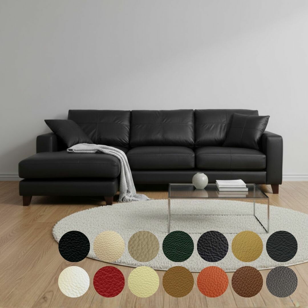 ソファー ソファ 本革 カウチソファ 3人掛け ローバックソファ ローソファ コーナーソファ L字 大型ソファ ワイドソファ 大きい 革 レザー 3シート シンプル モダン 【Vivace-250 ヴィヴァーチェ 幅250cm 本革 半革 1mm厚 LELAX】