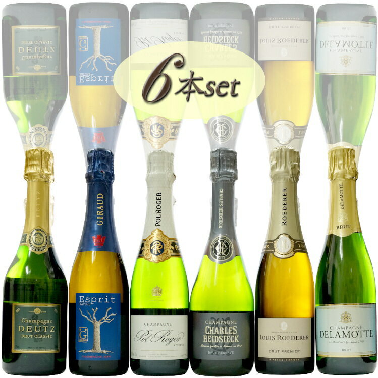 グランメゾン シャンパーニュ ハーフサイズ 飲み比べ 6本セット 正規品 ハーフサイズ 375ml 泡 シャンパーニュ お家飲みセット お得セット Champagne Grand Maison assort 6bottles