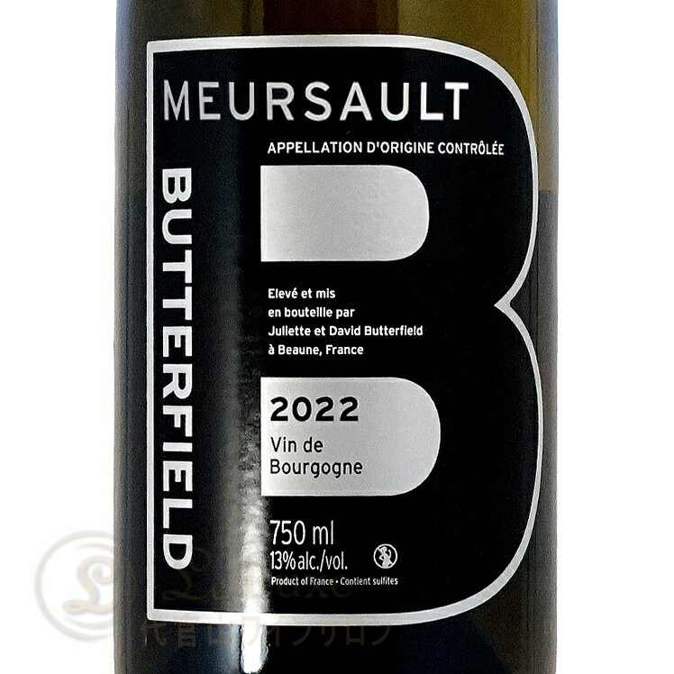 Information 商 品 名name Butterfield Meursault Blanc 2023 蔵 元wine maker バターフィールド / Butterfield 産 地terroir フランス/France＞ブルゴーニュ地方/Bourgogne＞コート・ド・ボーヌ地区/Cote de Beaune＞ムルソー/Meursault 格 付 けclass A.O.C. ムルソー / Meursault ヴィンテージvintage 2023年 品 種cepage シャルドネ100％ 種 類 / 味わいtype/taste 白white / 辛口dry　 容 量net volume 750ml 輸 入import 正規輸入代理店 フィラデス