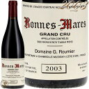 Information 商 品 名name Georges Roumier Bonnes Mares Grand Cru 2003 蔵 元wine maker ジョルジュ・ルーミエ / Georges Roumier 産 地terroir フランス/France＞ブルゴーニュ地方/Bourgogne＞コート・ド・ニュイ地区/Cote de Nuits＞シャンボール・ミュジニー/Chambolle Musigny 格 付 けclass A.O.C シャンボール・ミュジニー プルミエ・クリュ / Chambolle Musigny 1er Cru ヴィンテージvintage 2003年 品 種cepage ピノ・ノワール100％ 種 類 / 味わいtype/taste 赤red / 辛口dry 容 量net volume 750ml 輸 入 元importer リーファー輸入 定温倉庫保管1924年に創設されたジョルジュ・ルーミエは当初シャンボール・ミュジニー1級のレザムルーズ、レ・フュエ、そしてボンヌ・マールを所有し主にブドウをネゴシアンに販売されていましたが、1945年からワインの瓶詰めを開始しました。現在はミュジニー、ボンヌ・マール、アムルーズなどシャンボール・ミュジニーに於いて最も重要な畑を所有しています。