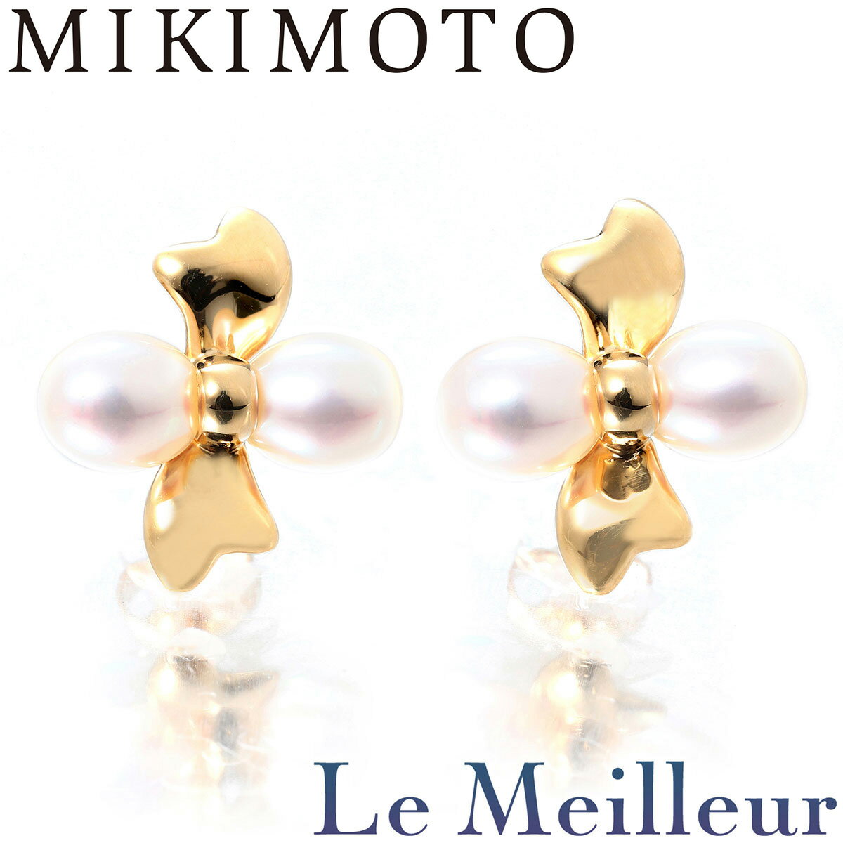ミキモト リボン デザインピアス アコヤ真珠 5.3mm K18 MIKIMOTOのサムネイル