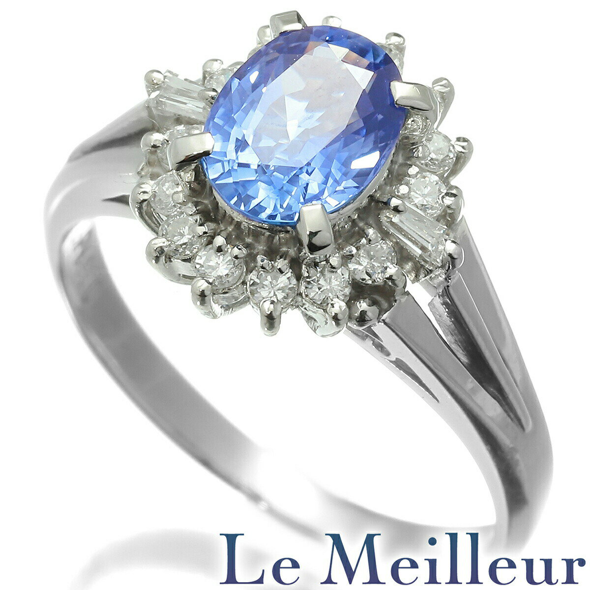 【ポイント5倍★11/30-12/1限定】ヘイローデザインリング 指輪 サファイア 1.19ct ダイヤモンド 0.24ct Pt900 11号 【最大5,000円OFFクーポン対象】