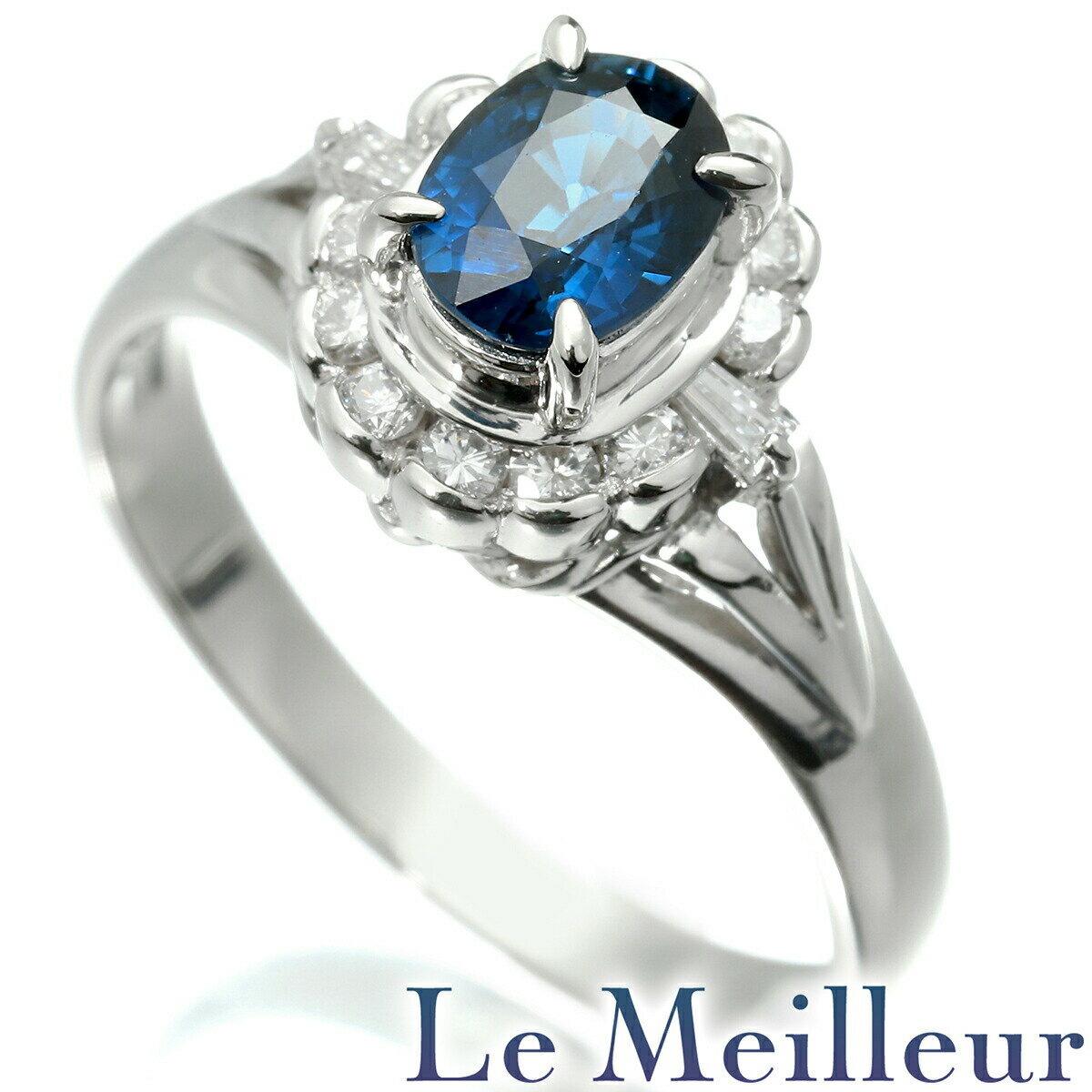 【ポイント5倍★11/30-12/1限定】ヘイローデザインリング 指輪 サファイア 0.83ct ダイヤモンド 0.22ct Pt900 12号 【最大5,000円OFFクーポン対象】