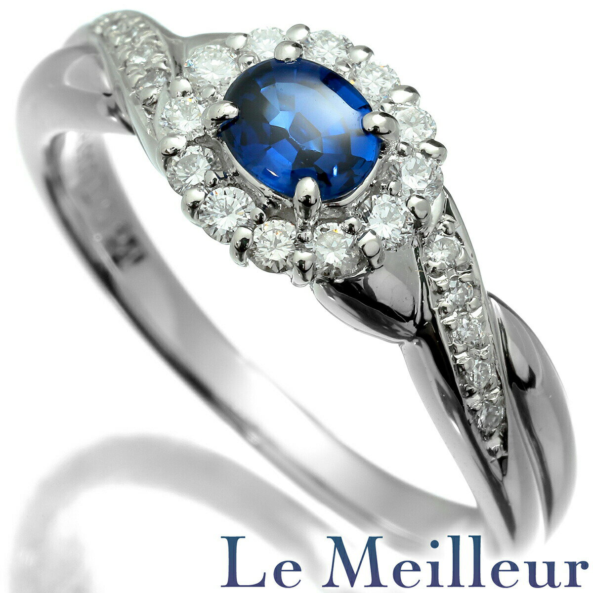 【ポイント5倍★11/30-12/1限定】ヘイローデザインリング 指輪 サファイア 0.52ct ダイヤモンド 0.24ct Pt900 14号 【最大5,000円OFFクーポン対象】