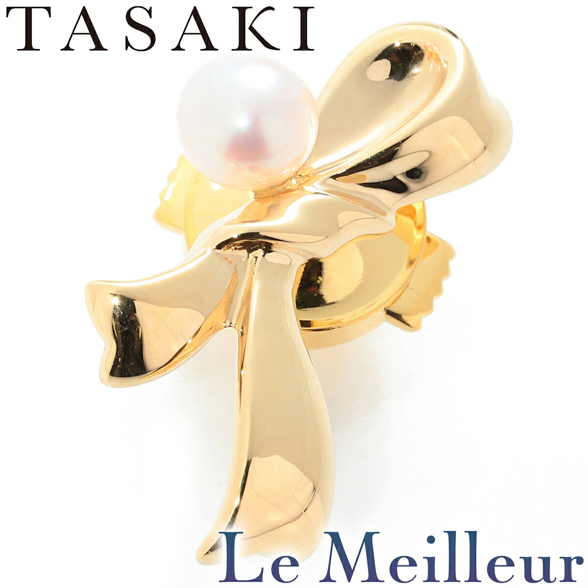 【ポイント5倍★11/25 23:59まで】タサキ リボンデザインパールブローチ 真珠 5mm K18 TASAKI 【最大5,000円OFFクーポン対象】