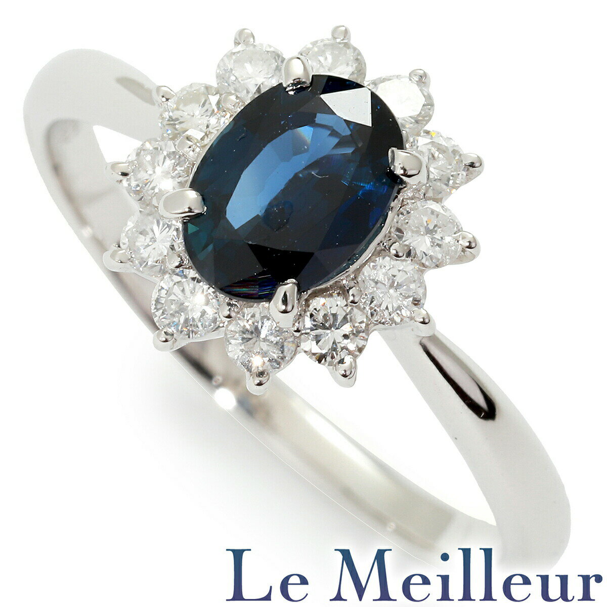 【ポイント5倍★11/30-12/1限定】ヘイローデザインリング 指輪 サファイア 0.91ct ダイヤモンド 0.4ct Pt900 14号 【最大5,000円OFFクーポン対象】