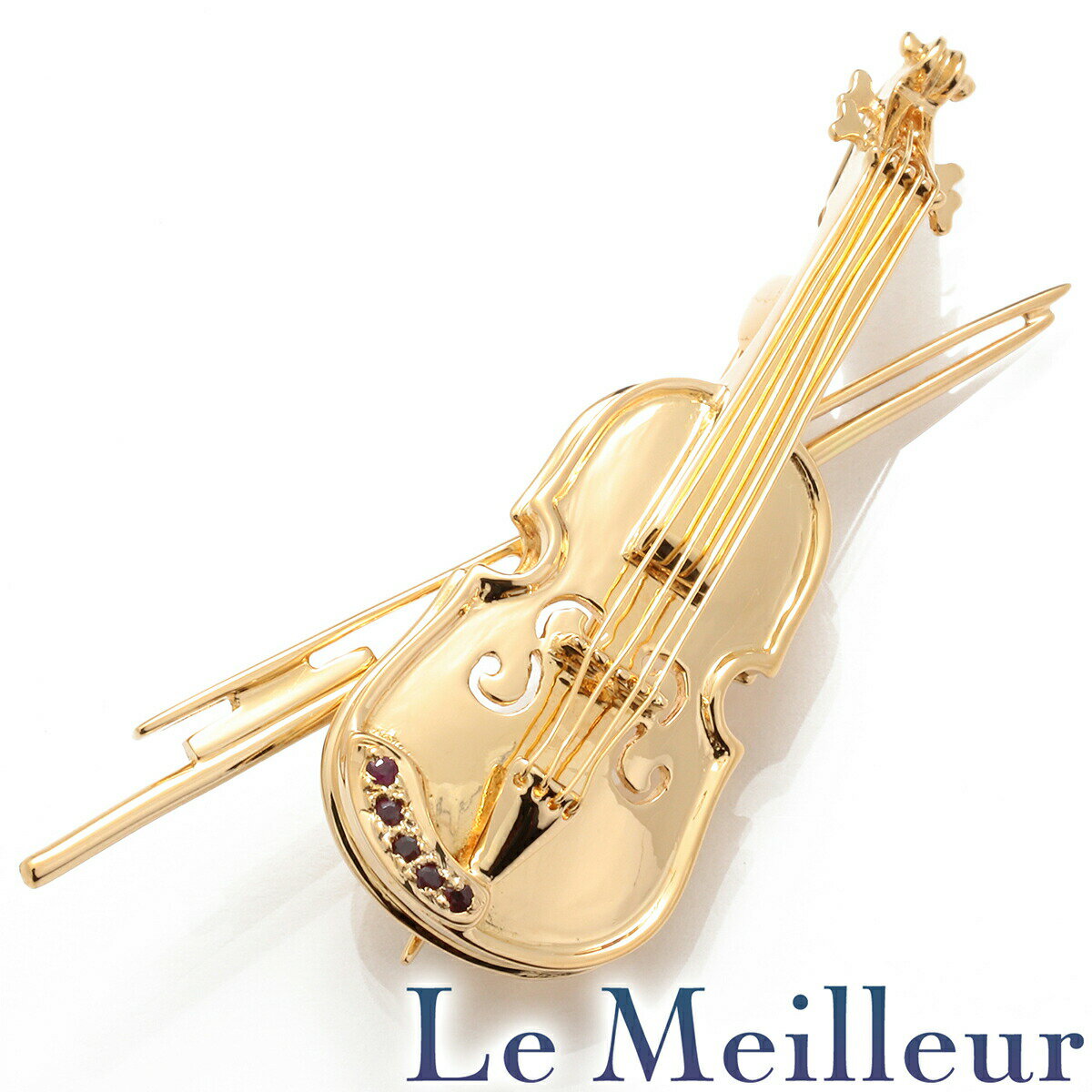 【ポイント5倍★11/25 23:59まで】ゴールデンバイオリンモチーフペンダントトップ兼ブローチ ルビー K18 【最大5,000円OFFクーポン対象】
