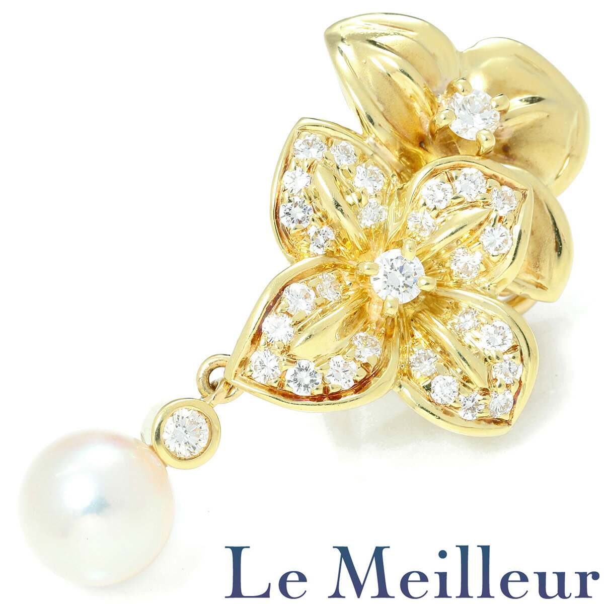 【ポイント5倍★11/25 23:59まで】フラワーデザインブローチ 真珠 8.0mm ダイヤモンド 1.67ct K18 【最大5,000円OFFクーポン対象...