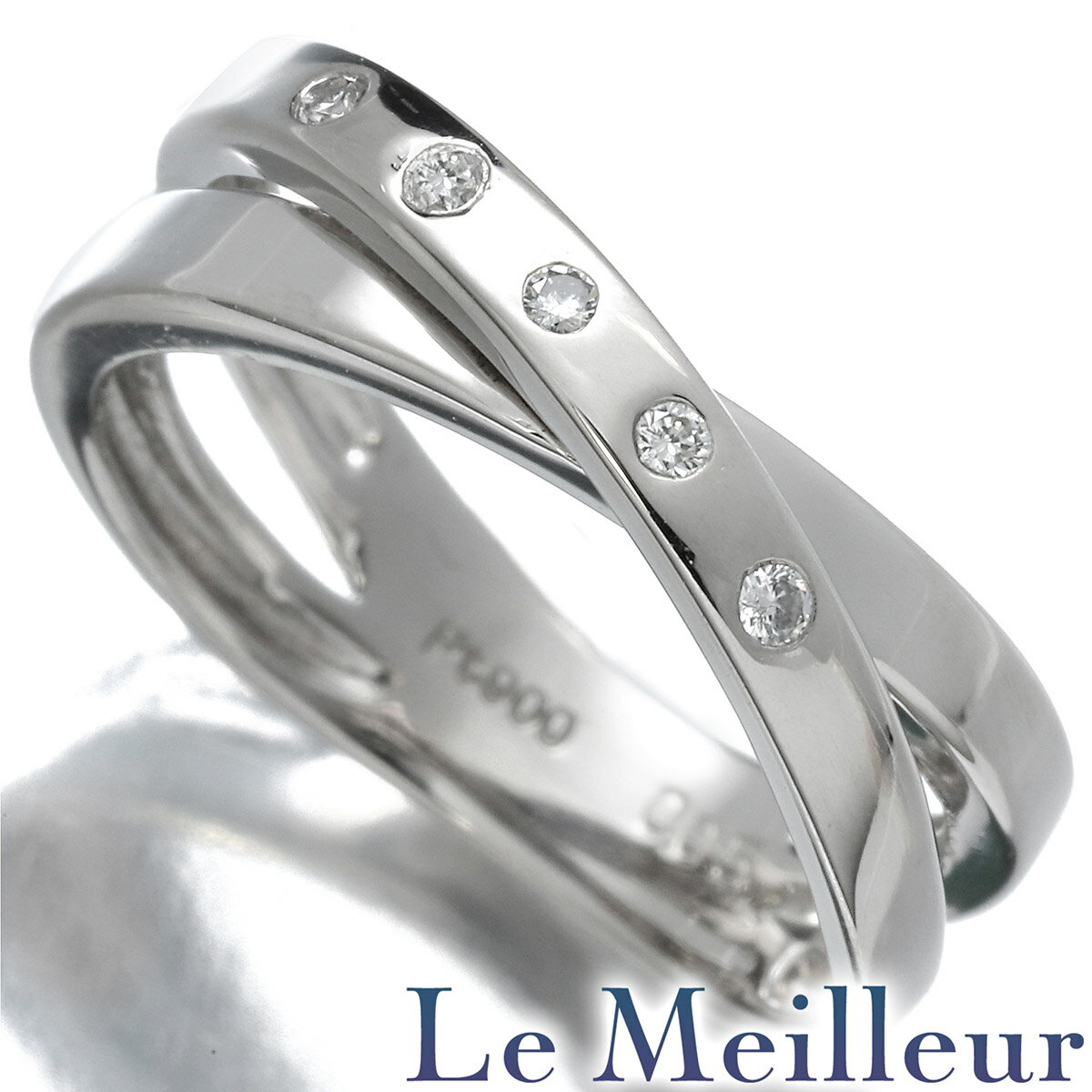 楽天Le meilleur（ルメイユ）【最大5,000円クーポン対象】5P 2連デザインリング 指輪 ダイヤモンド Pt900 9号