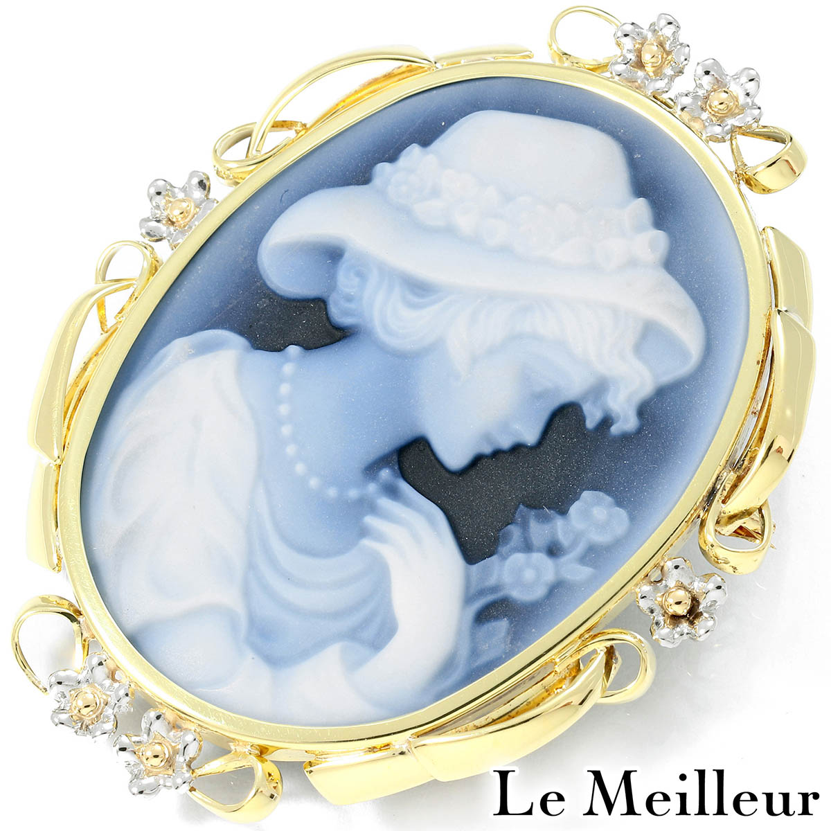 【ポイント5倍★11/25 23:59まで】カメオ ペンダントトップ兼ブローチ カルセドニー Pt900 【最大5,000円OFFクーポン対象】