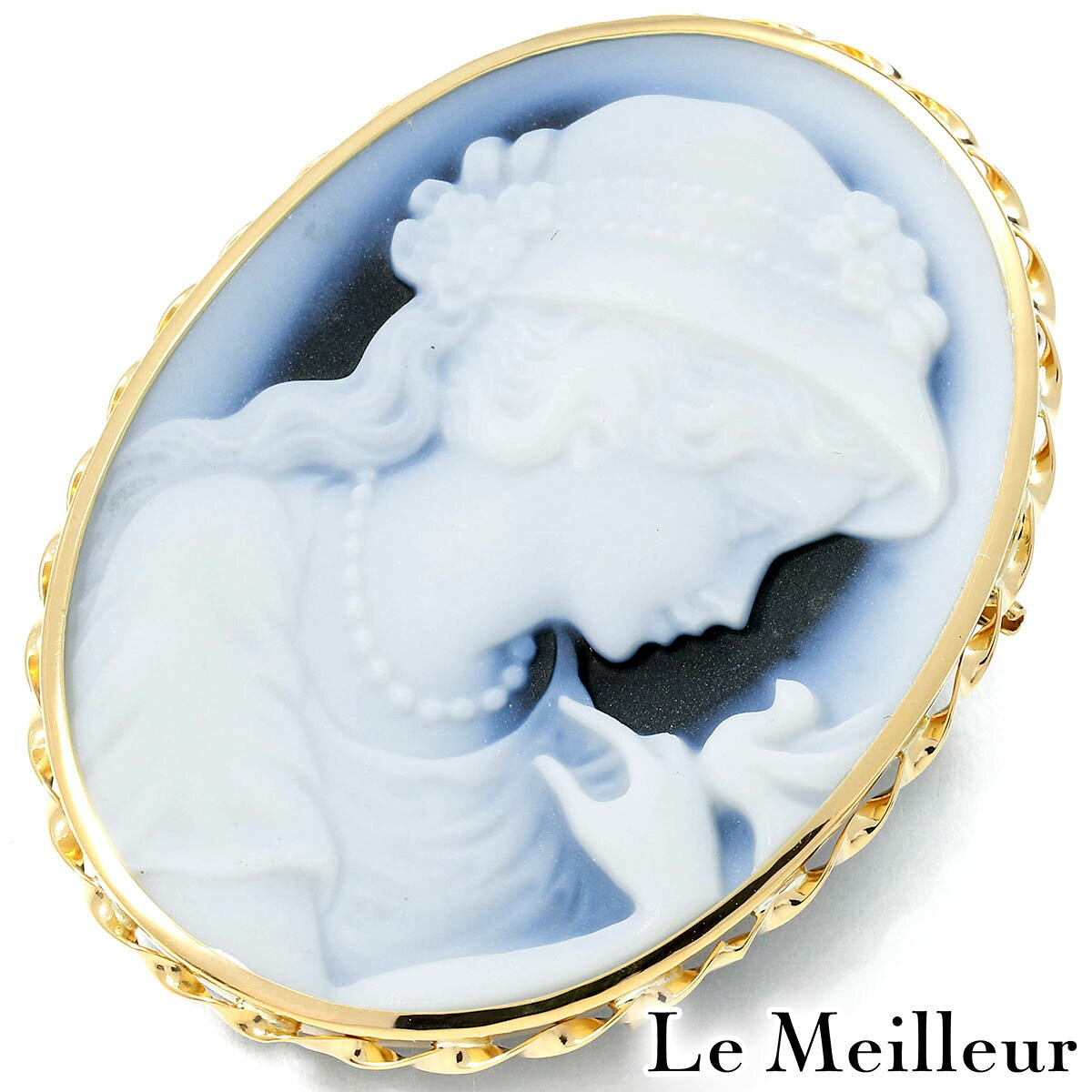 【ポイント5倍★11/25 23:59まで】カメオ ペンダントトップ兼ブローチ カルセドニー K18 【最大5,000円OFFクーポン対象】