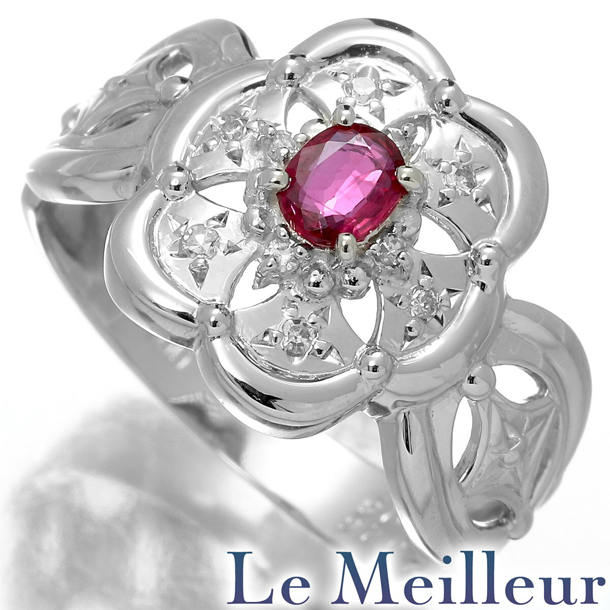 フラワーデザインリング指輪ルビー0...