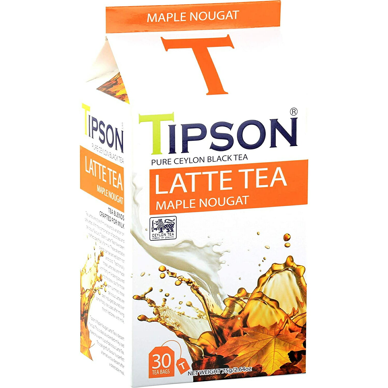 名称紅茶メーカーバシラーティー原産国スリランカ内容量75g（2.5g×30袋）保存方法高温多湿を避けて保存して下さい。輸入者株式会社BASILUR TEA JAPAN【BASILUR TEA】 バシラーティー歴史あるセイロンティー原産国、スリランカの紅茶ブランドです。 茶葉の原産地オリジナルブランド、 バシラーティーだからこそ実現できることがあります。 バシラーティーの工場ではHACCPを導入しISO22000を認証所得しており、その高い品質管理システムによって紅茶本来の風味や香り、深い味わいを余すところなく皆様にお届けすることができます。 広大で自然豊かなスリランカの大地で丁寧に栽培された茶葉は、上質な香りと深い味わいを持ち、皆様の特別な時間を上品に彩ることをお約束します。BASILUR TEA バシラーティー ［ミルクティー専用紅茶］ メープルヌガー（ティーバック30袋入）バシラーティー初、ミルクティー専用紅茶が登場！ しっかりとしたコクと、甘いメープルの香りが漂いまるでスイーツを飲んでいるかのよう。 お好みの量のミルクでお楽しみください。