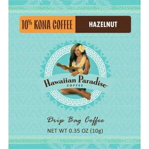 【10袋セット】 ハワイアンパラダイスコーヒー 10%コナ　ヘーゼルナッツ ドリップバッグ 10g 10袋セット まとめ買い メール便