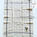 《フランス雑貨/輸入雑貨》 フランス製 キッチンクロス にわとり刺繍入り シャルべエディション ティータオル きなり生地 鶏 ビストロ・シリーズ 麻100% リ...