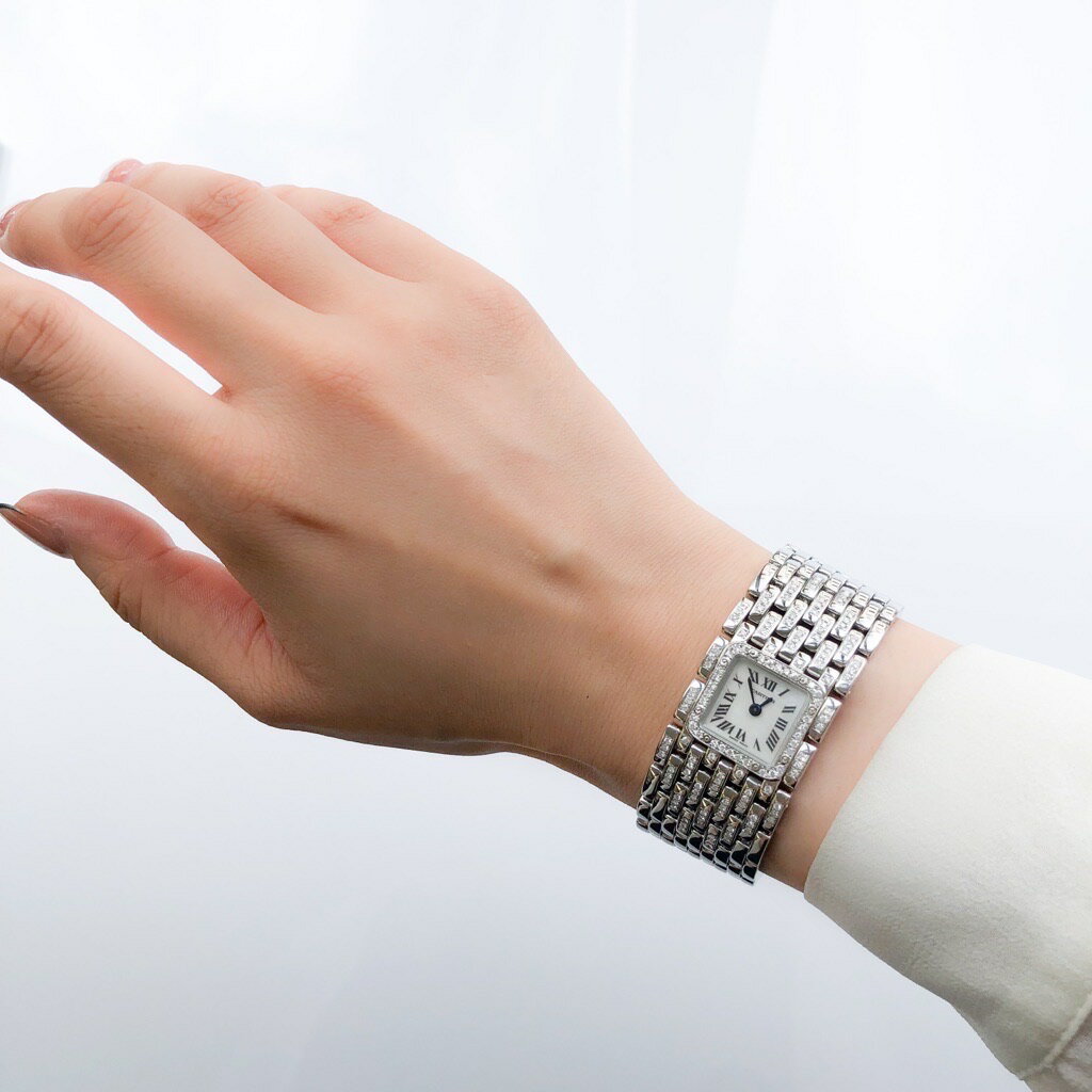 【仕上済】カルティエ パンテール　リュバン シェル ダイヤ レディース 時計【中古】【送料無料】CARTIER ダイヤモンド 腕時計