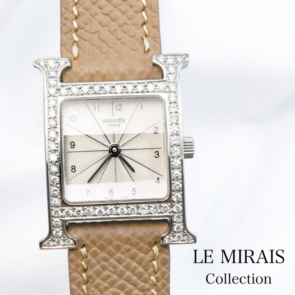 【15日限定 最大2万円オフクーポン配布】【仕上済】エルメス Hウォッチ SS レザー ダイヤ レディース 腕時計【中古】【送料無料】HERMES ダイヤモンド 時計のサムネイル