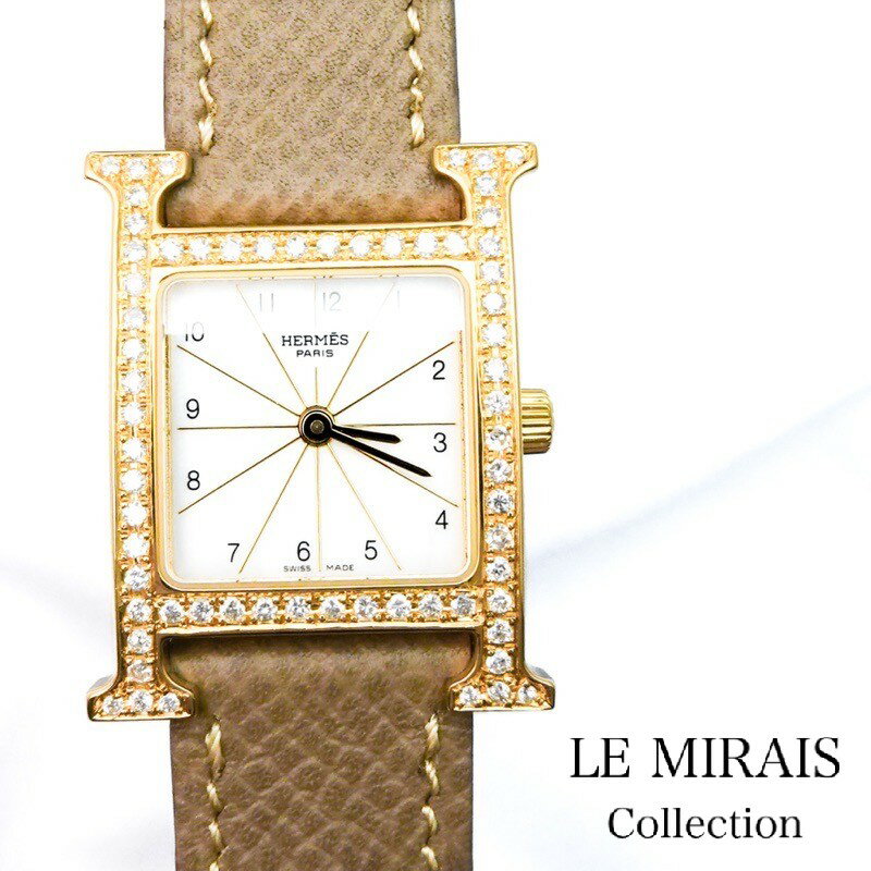 【15日限定 最大2万円オフクーポン配布】【仕上済/ベルト2色】エルメス Hウォッチ ゴールド ダイヤ SS レディース 腕時計【中古】【送料無料】HERMES 時計のサムネイル