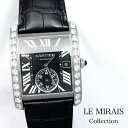 【仕上済】カルティエ タンク MC SS ダイヤ レザー SS メンズ 腕時計【中古】【送料無料】CARTIER 時計