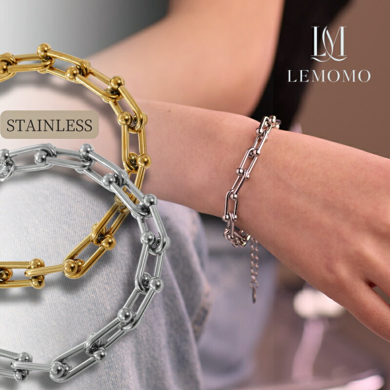 【最大1,000円OFFクーポン配布中】 ブレスレット チェーン ステンレス 馬蹄 U字 大ぶり 金属アレルギー ニッケルフリー おしゃれ レディース インスタ 韓国 人気 トレンド 大人のサムネイル