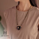 【3,000円以上ご購入で10%OFFクーポン】 ネックレス ハート チェーン レザー ロング 大振り