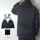 CPカンパニー （ シーピーカンパニー ） （ C.P.COMPANY ）ゴーグル ジップ フーディー （ ジップ パーカー ） （ DIAGONAL RAISED FLEECE ） - ブラック